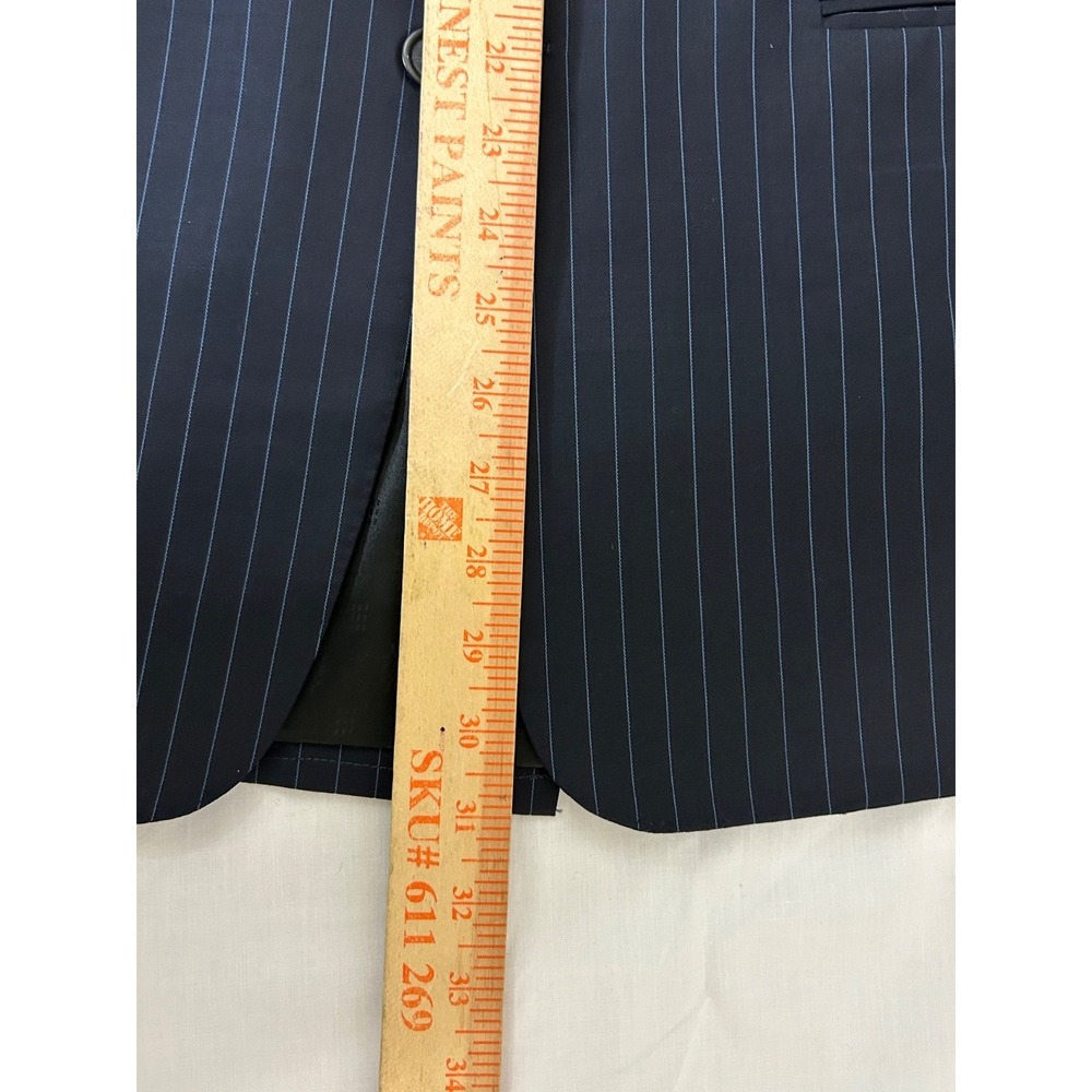 Nick Lopez Navy Blue Wool Pinstripe Pleated 2-Bt Suit Size 44R - Picture 12 of 16